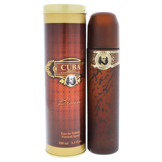 Cuba Brown Eau de Toilette hombre 100 ml con estuche cilíndrico, fondo blanco