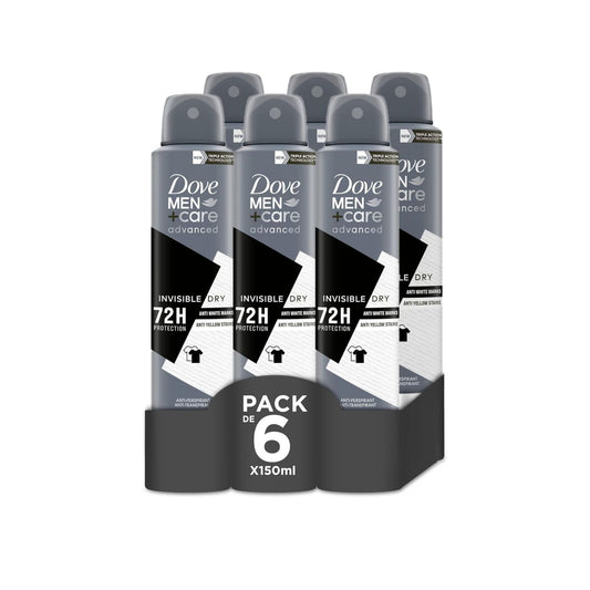 DOVE Men - Invisible Dry +care 72H Desodorante antitranspirante - antimanchas en spray 6X150ml