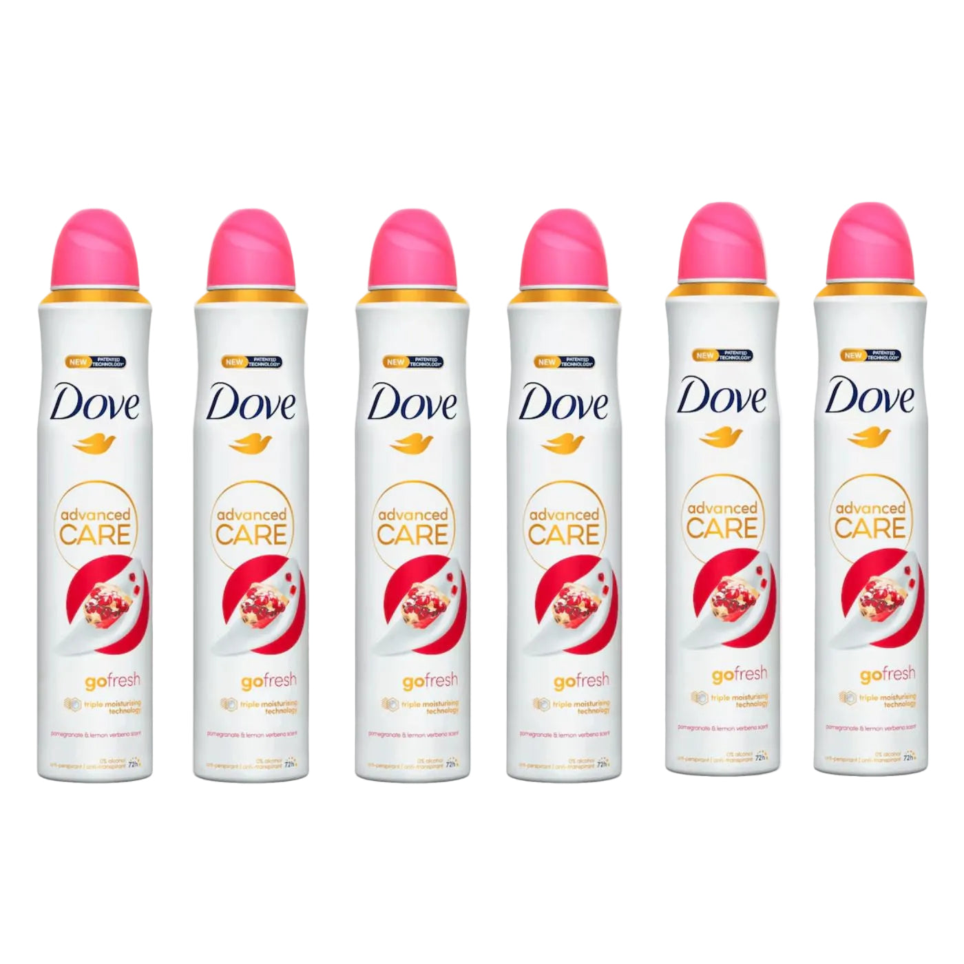 DOVE Advanced Care Desodorante Spray de Granada y Limón 72H Spray Desodorante 6X200ml