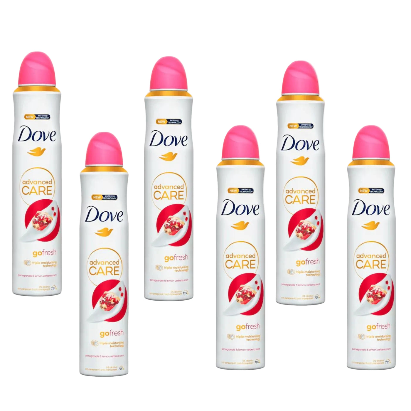 DOVE Advanced Care Desodorante Spray de Granada y Limón 72H Spray Desodorante 6X200ml