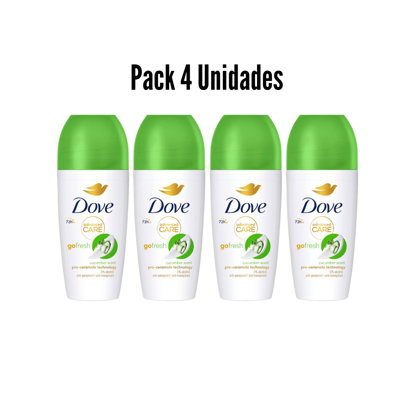 Dove Advance Care Cucumber Scent Deo Roll On 4x50ml
