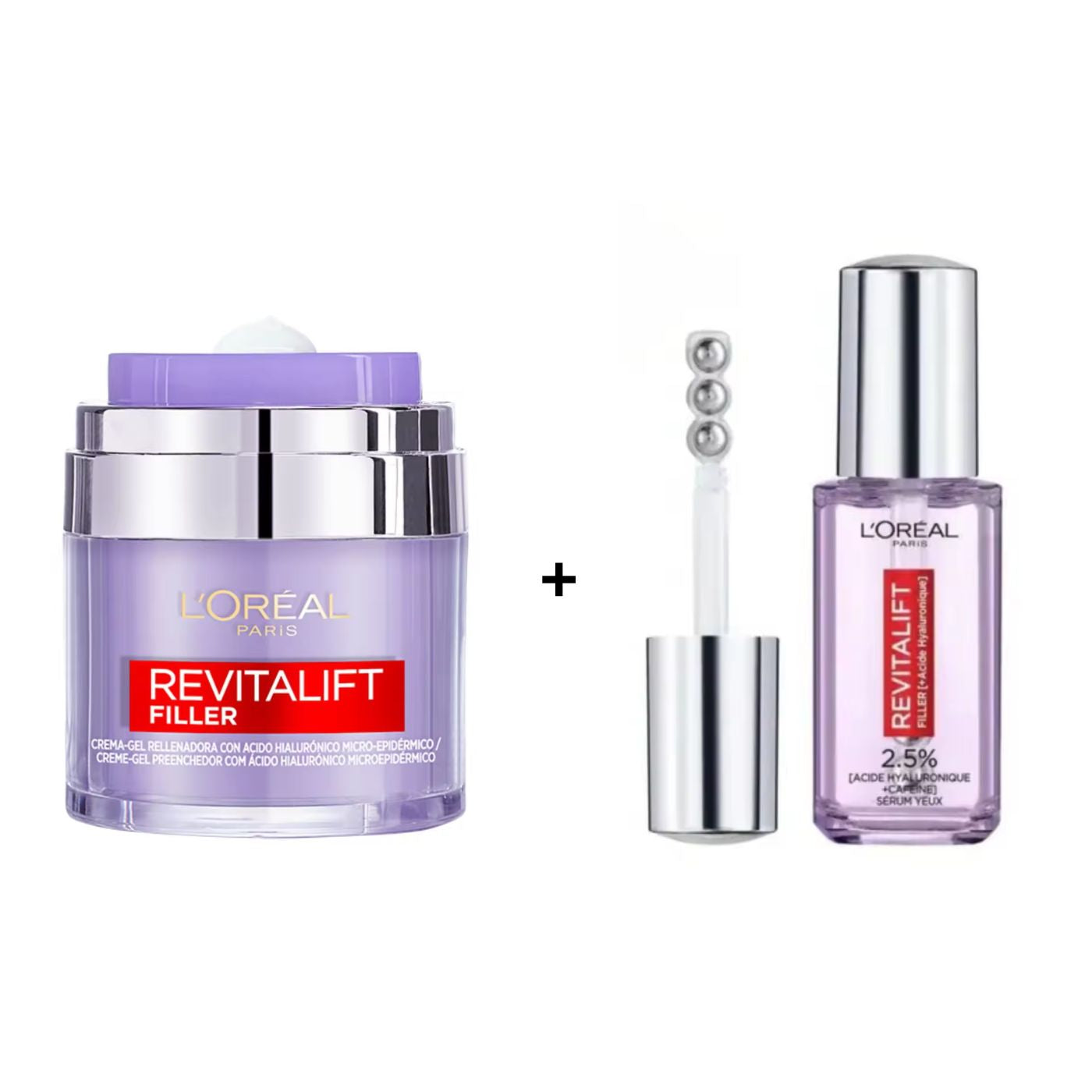 L'Oréal  Pack- Revitalift Filler Gel Crema Rellenadora 50ml + Sérum de Ojos 20ml