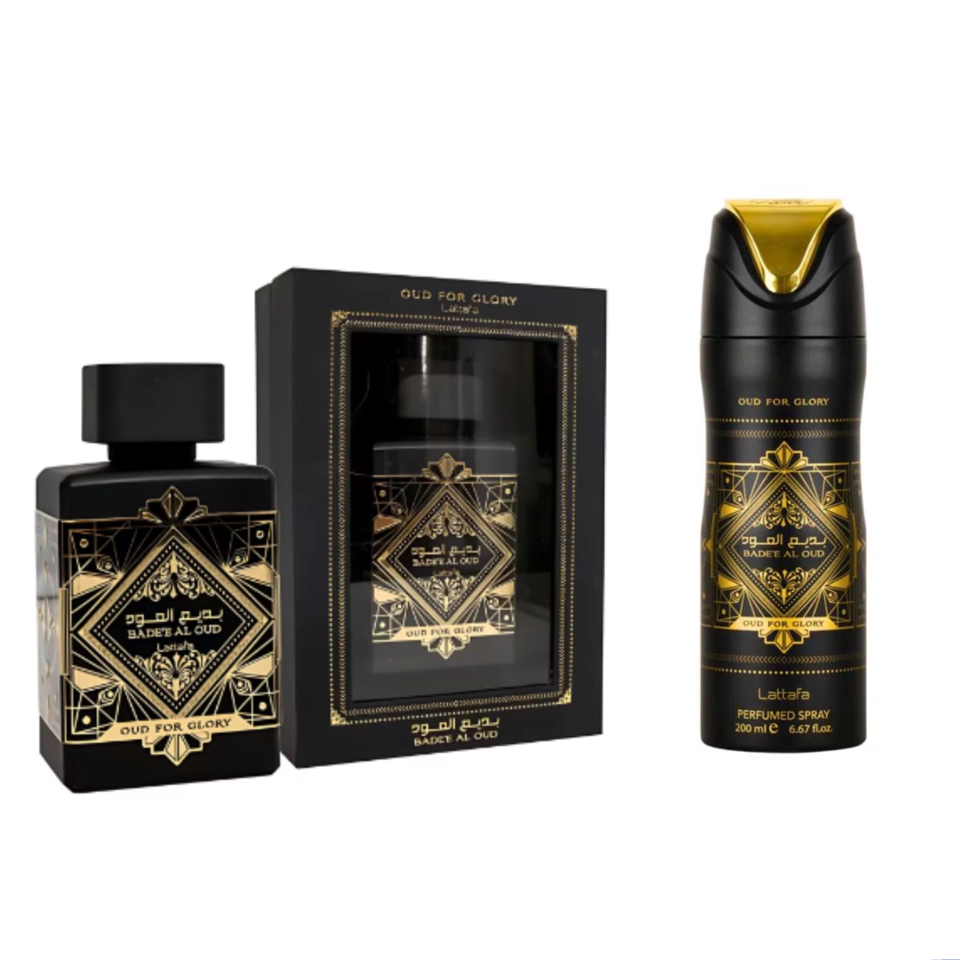 Lattafa - PACK Badee Al Oud - Oud For Glory - Eau de Parfum  100ml + Desodorante Perfume Spray 200ml Unisex 3