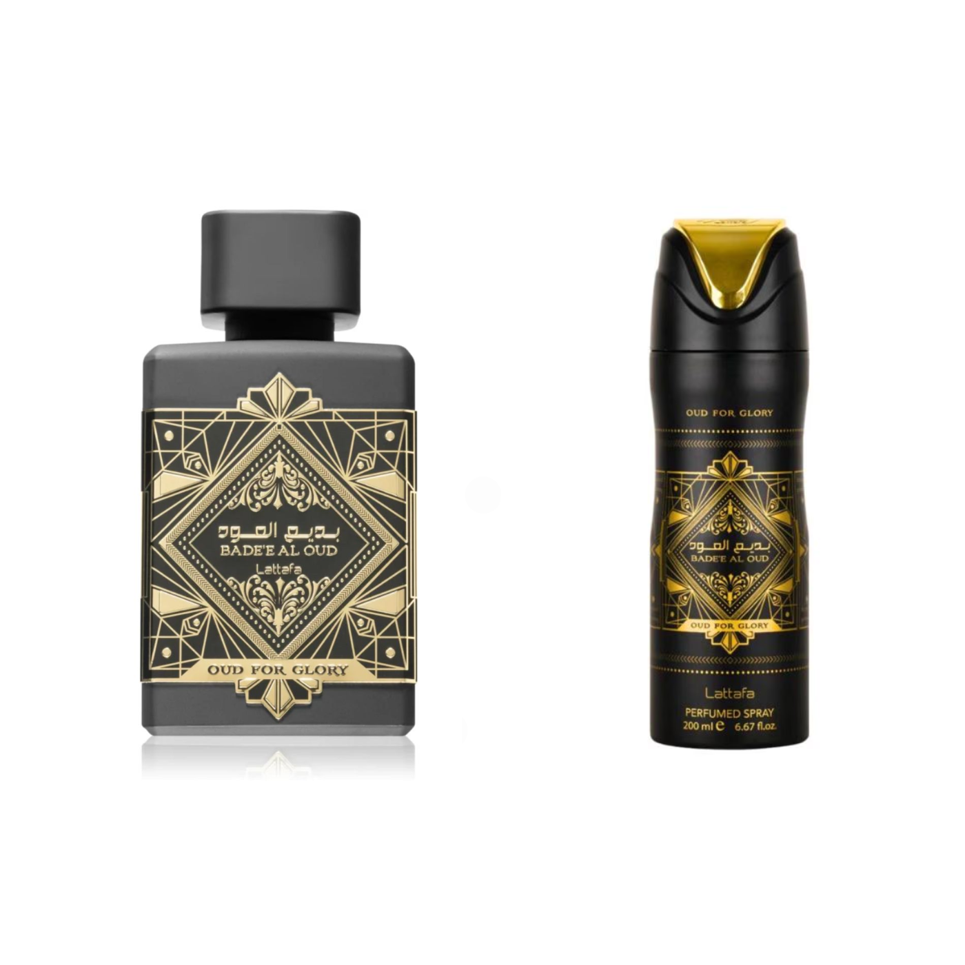 Lattafa - PACK Badee Al Oud - Oud For Glory - Eau de Parfum  100ml + Desodorante Perfume Spray 200ml Unisex