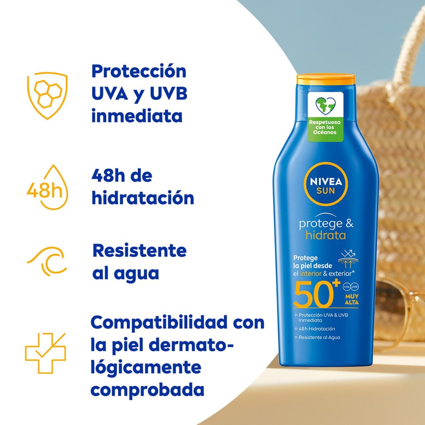 NIVEA SUN - Protege & Hidrata Leche Solar SPF50+   400ml