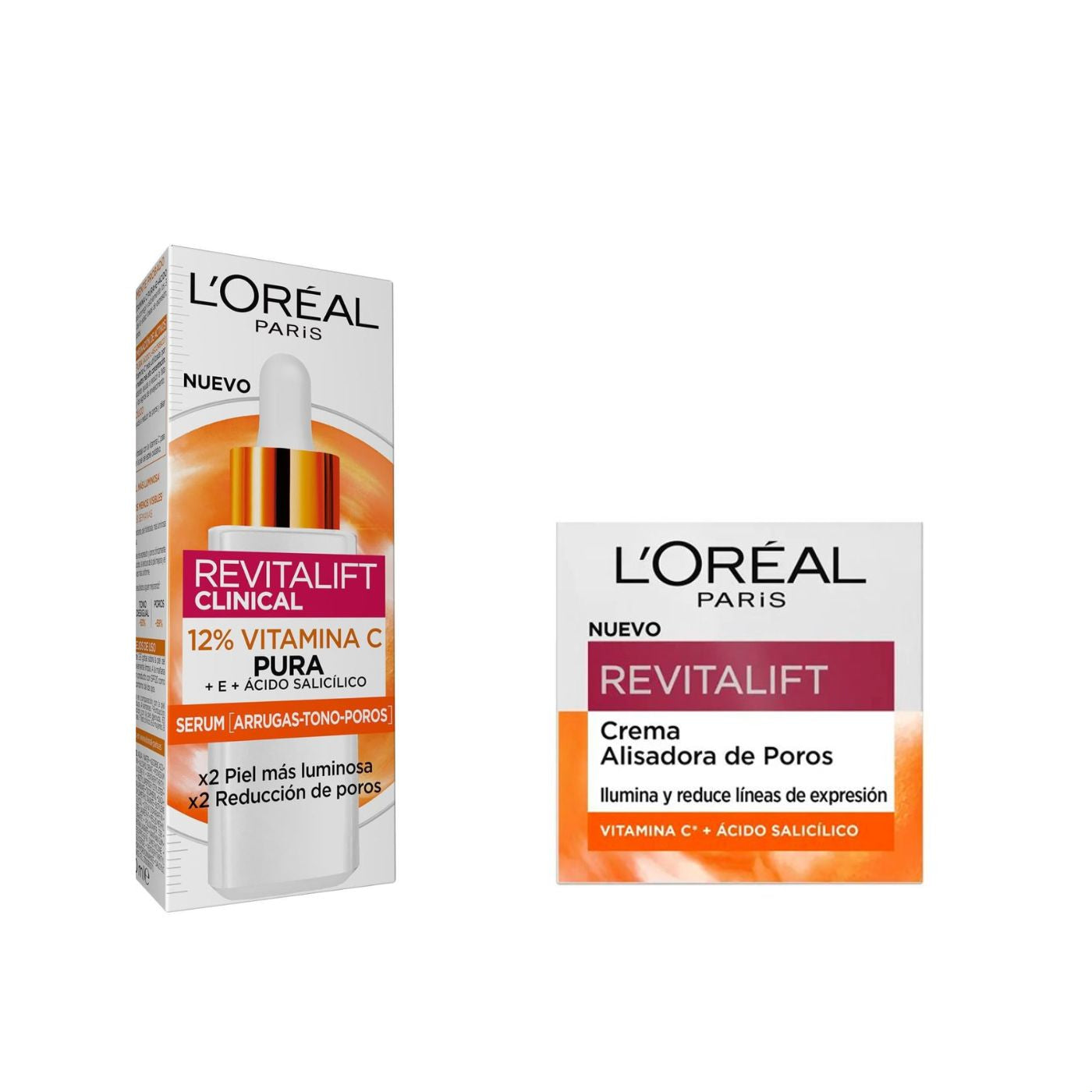PACK L'Oréal Revitalift - Sérum Clinical 12% Pure Vitamin C - 30ml + Crema Alisadora de Poros Vitamina C 50ml