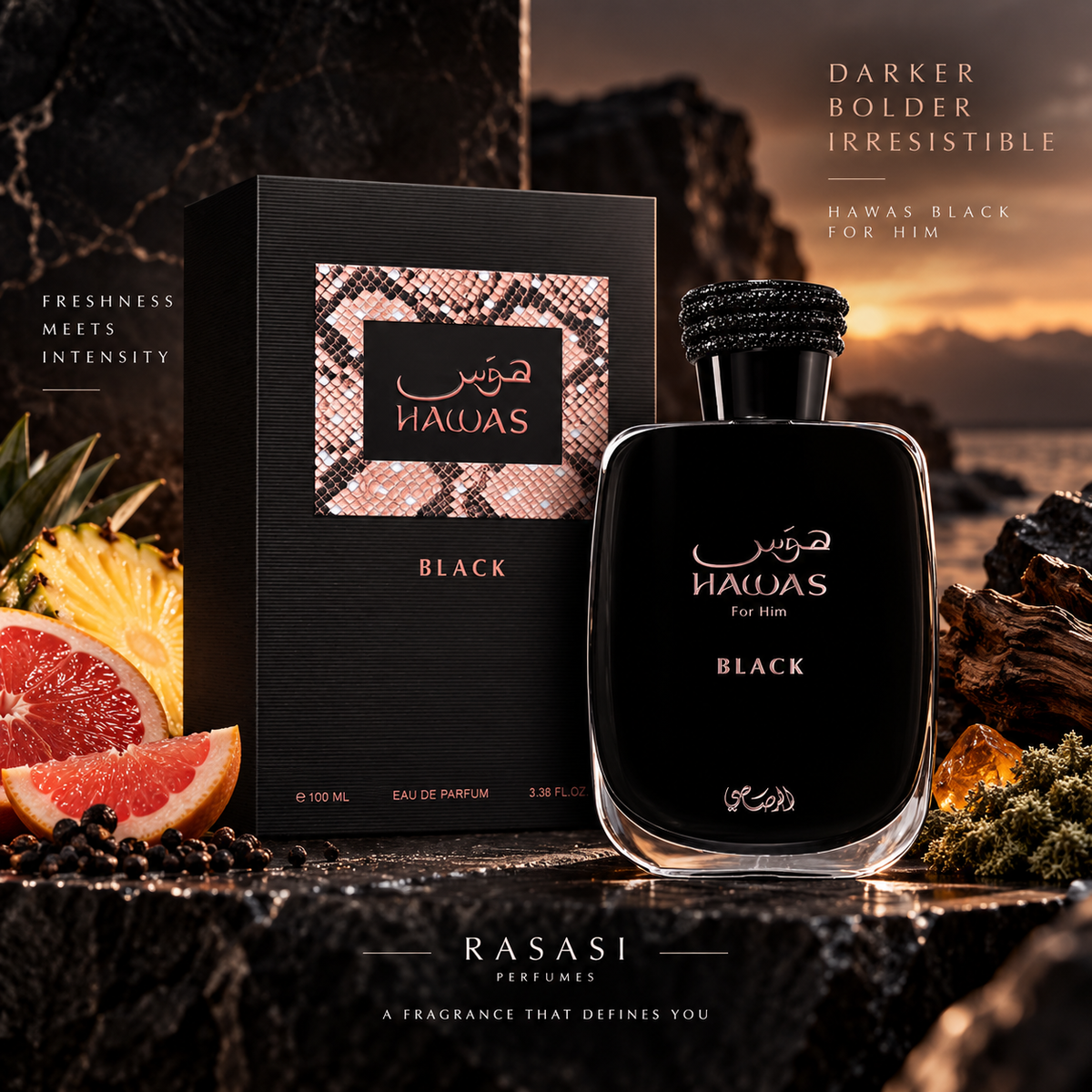 Hawas Black perfume para Hombre de Rasasi