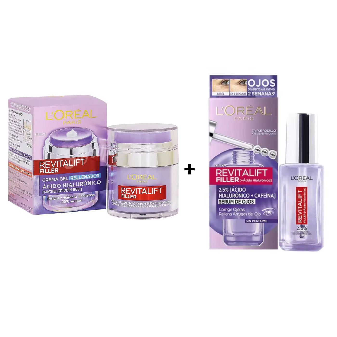 L'Oréal  Pack- Revitalift Filler Gel Crema Rellenadora 50ml + Sérum de Ojos 20ml