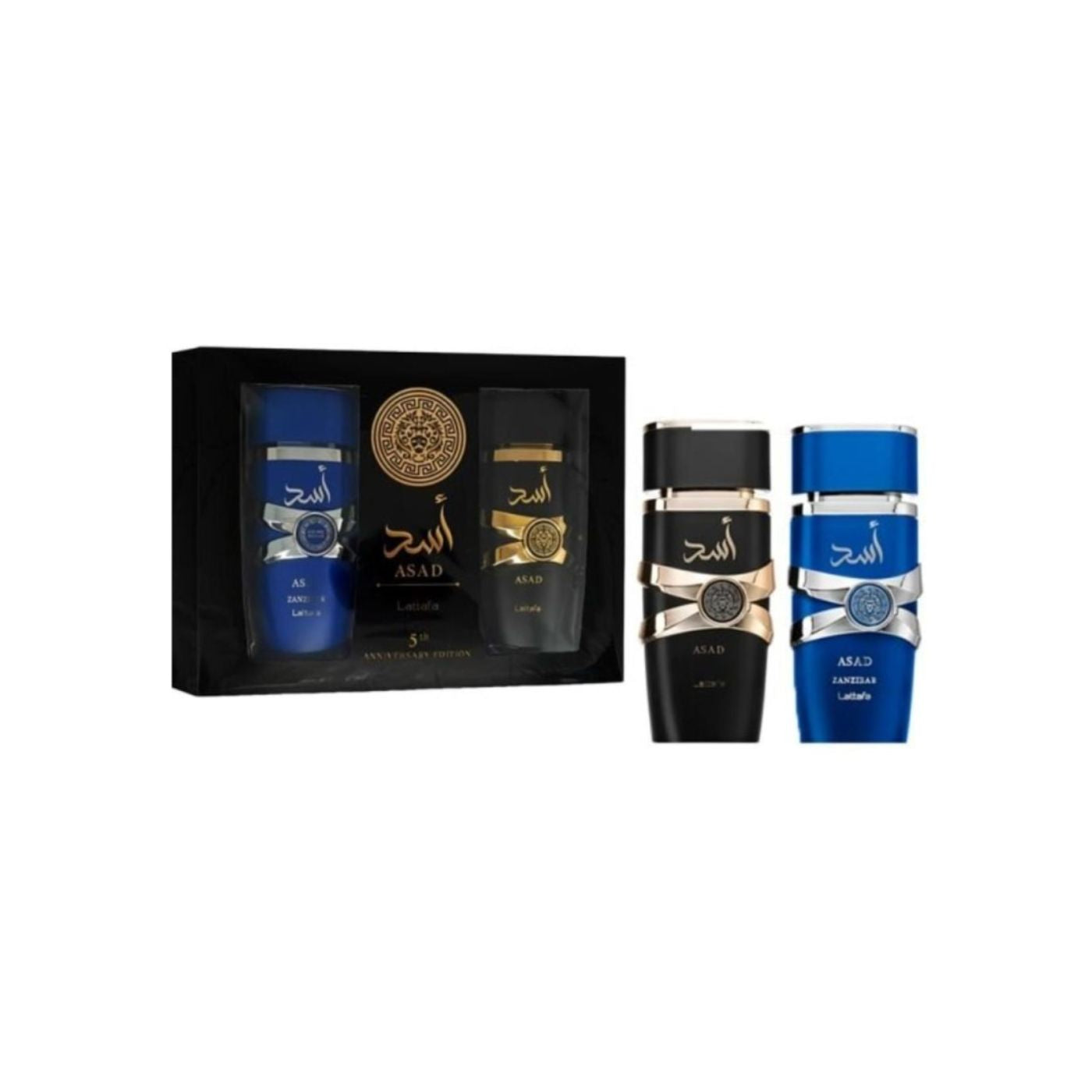 Set Lattafa Edicion 5 Aniversario Asad 100ml y Asad Zanzibar 
