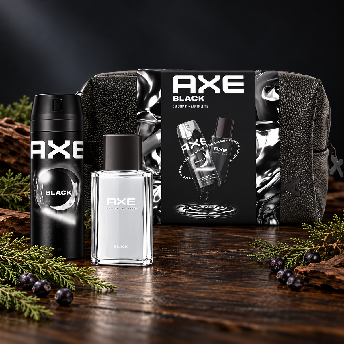 AXE Black Eau de Toilette 100 ml, desodorante 150 ml y neceser con notas frutales y amaderadas