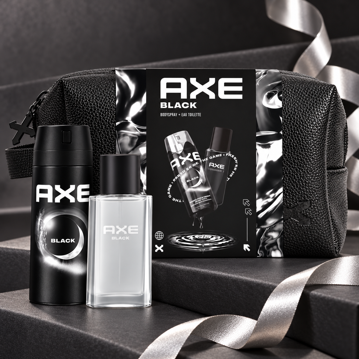 Estuche de regalo AXE Black con perfume, desodorante y neceser negro