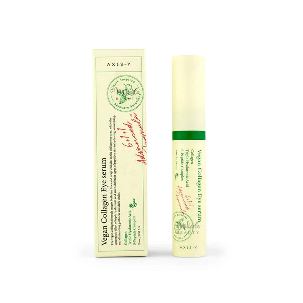 AXIS-Y Vegan Collagen Eye Serum 10 ml con caja sobre fondo blanco