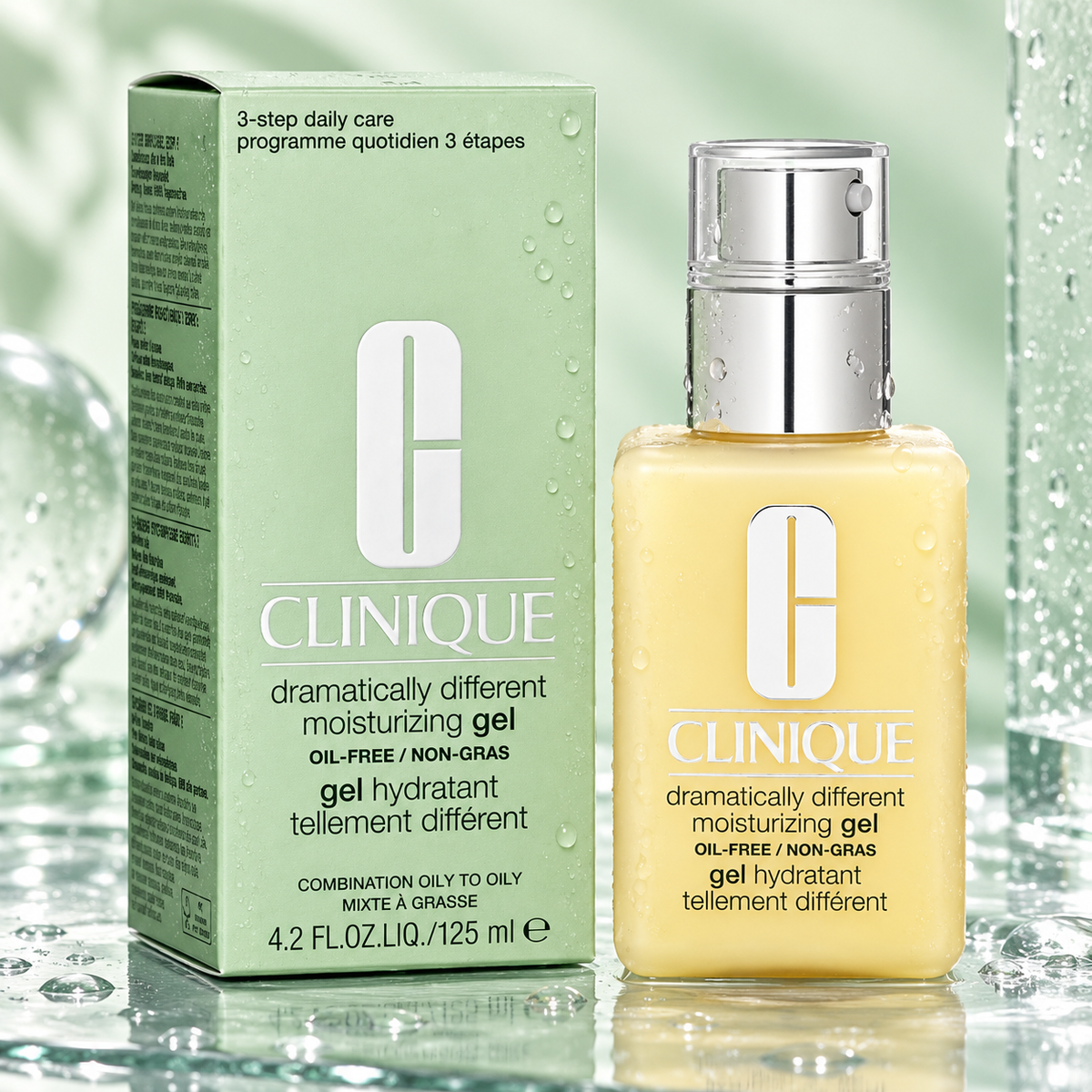 Clinique Dramatically Different Moisturizing Gel 125 ml con reflejos de agua