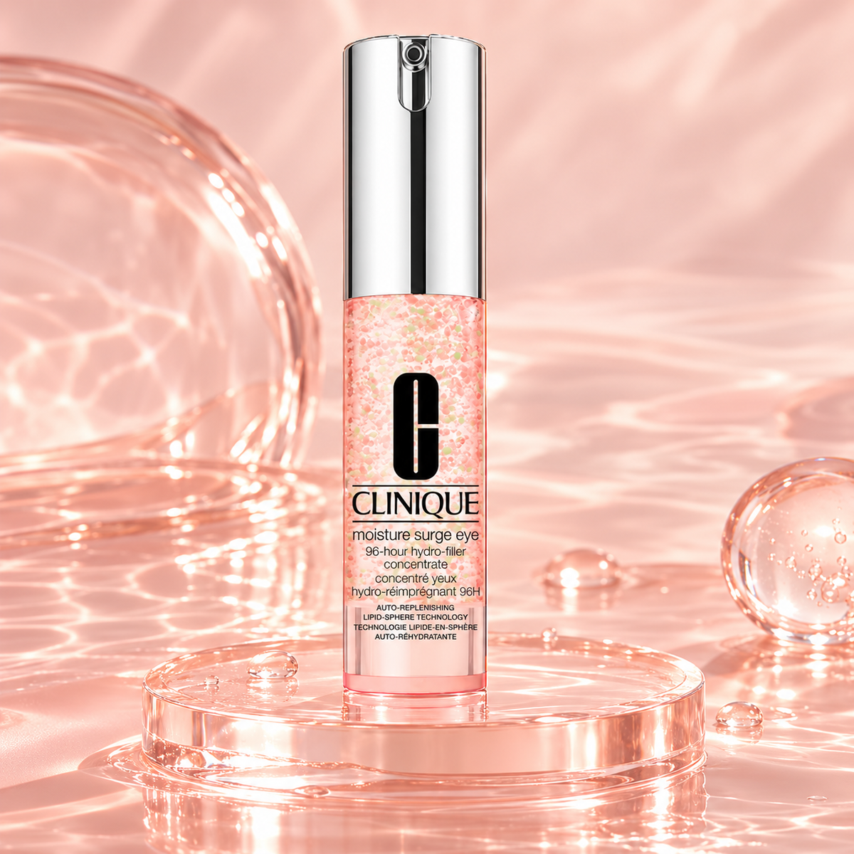 Clinique Moisture Surge Eye 15 ml con reflejos acuáticos melocotón