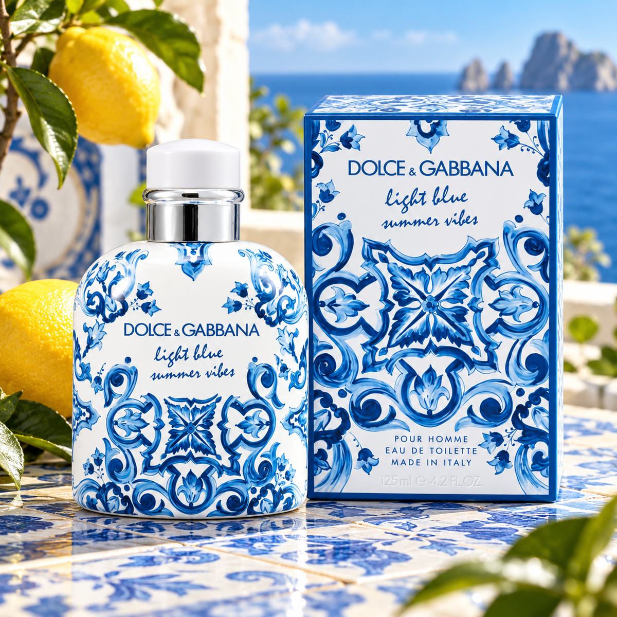 Light Blue Summer Vibes para hombre 125 ml junto a limones sicilianos