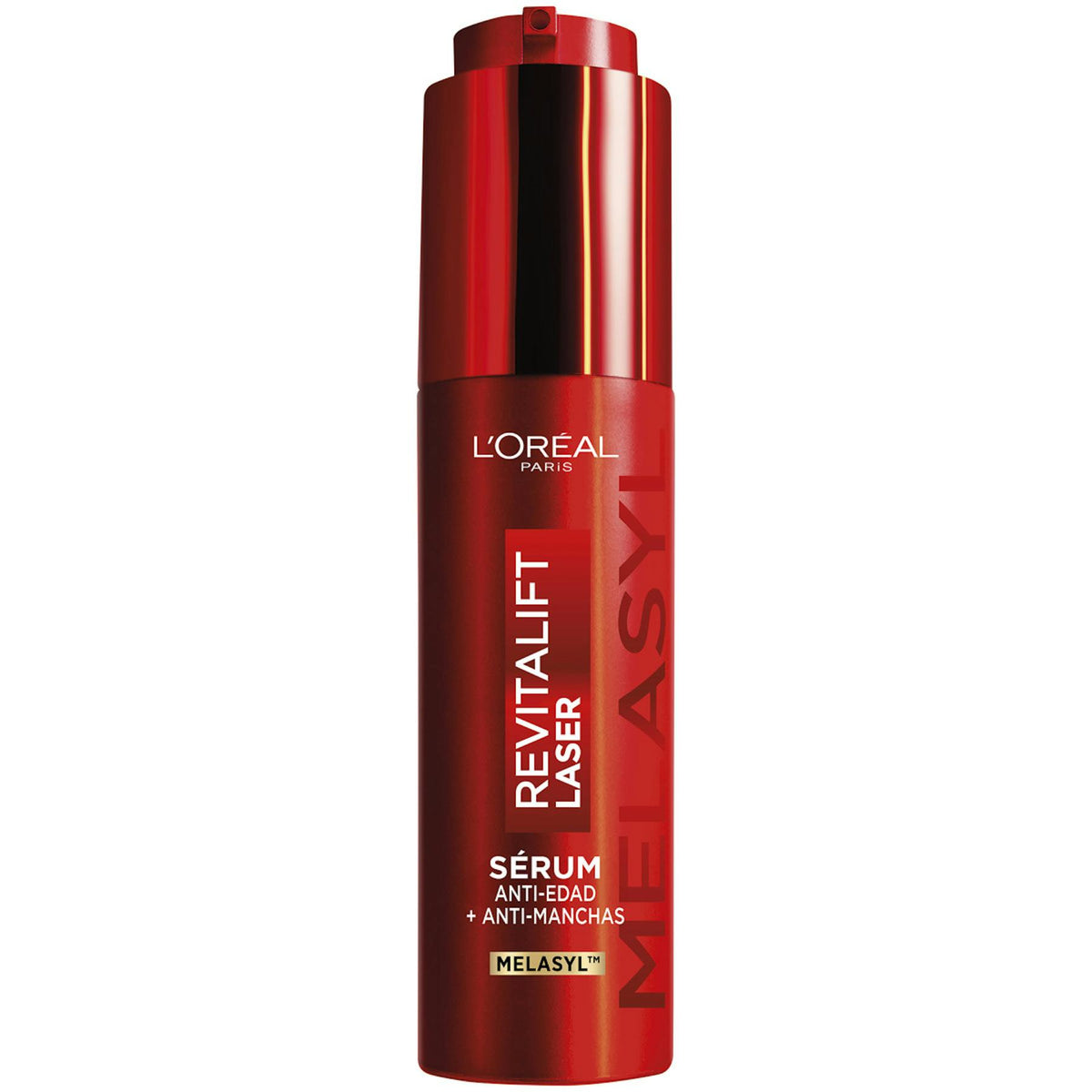 Sérum L'Oréal Paris Revitalift Laser Melasyl 50 ml, envase español sobre fondo blanco