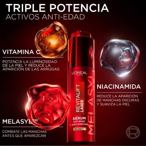 Melasyl, vitamina C y niacinamida del sérum Revitalift Laser