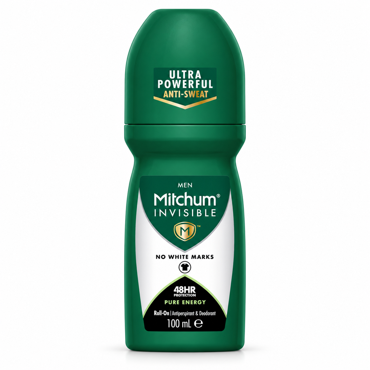 Mitchum Men Invisible Pure Energy roll-on antitranspirante 100 ml sobre fondo blanco