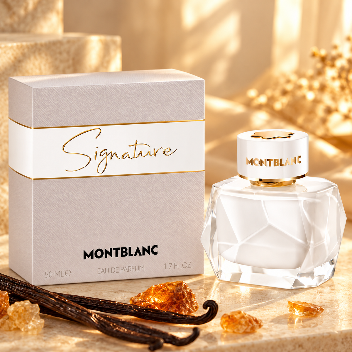 Montblanc Signature Eau de Parfum 50 ml con vainilla y resinas decorativas