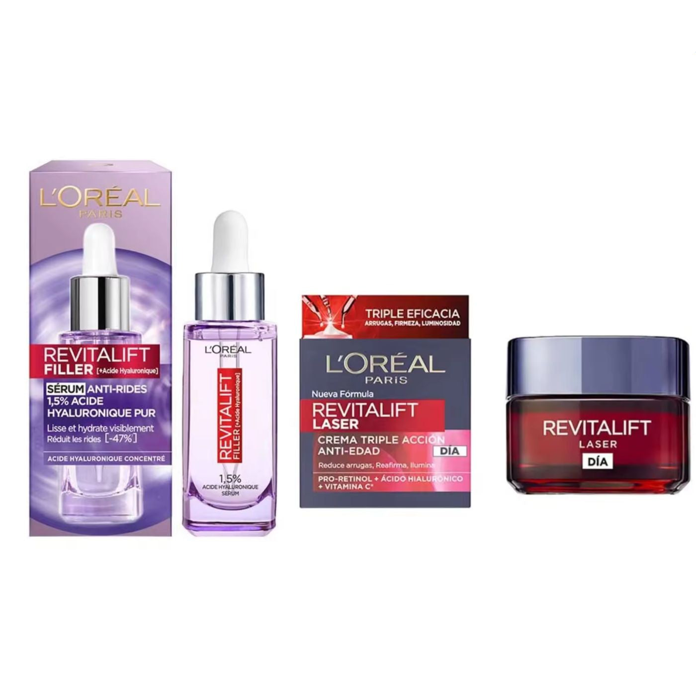 pack loreal revitalift crema día + serum