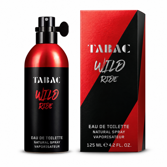 Tabac Wild Ride Eau de Toilette hombre 125 ml con caja sobre fondo blanco