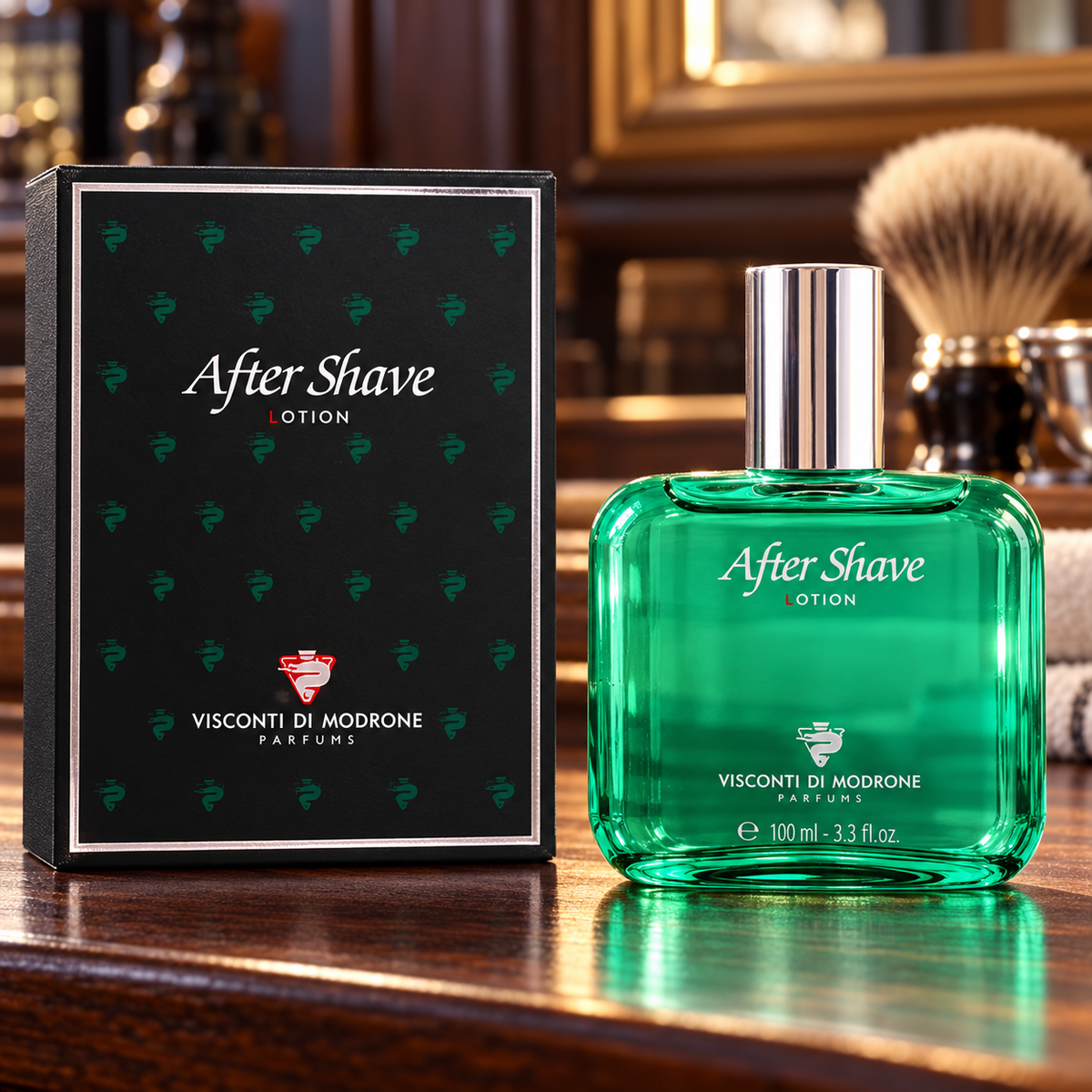 Frasco y estuche Acqua Di Selva after shave en barbería clásica